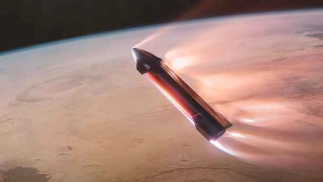 Recreación de Starship llegando a Marte.