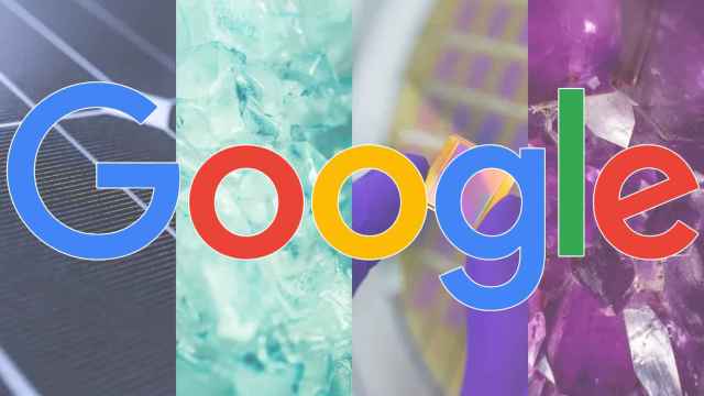 Fotomontaje del logo de Google y unos materiales.
