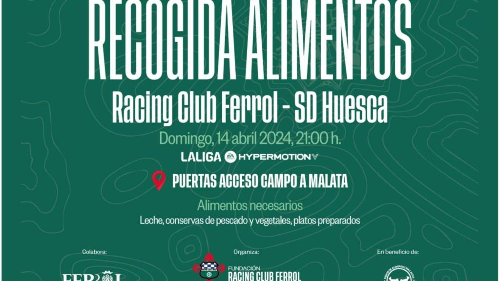 El Racing de Ferrol recogerá alimentos para el Banco Rías Altas antes del partido del domingo