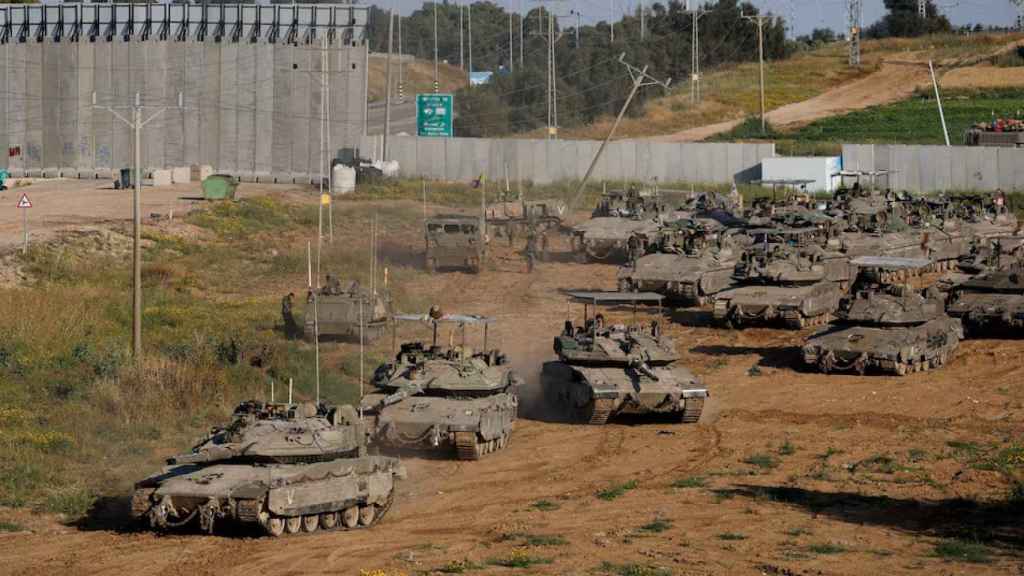 Tanques Merkava israelíes en la Franja de Gaza