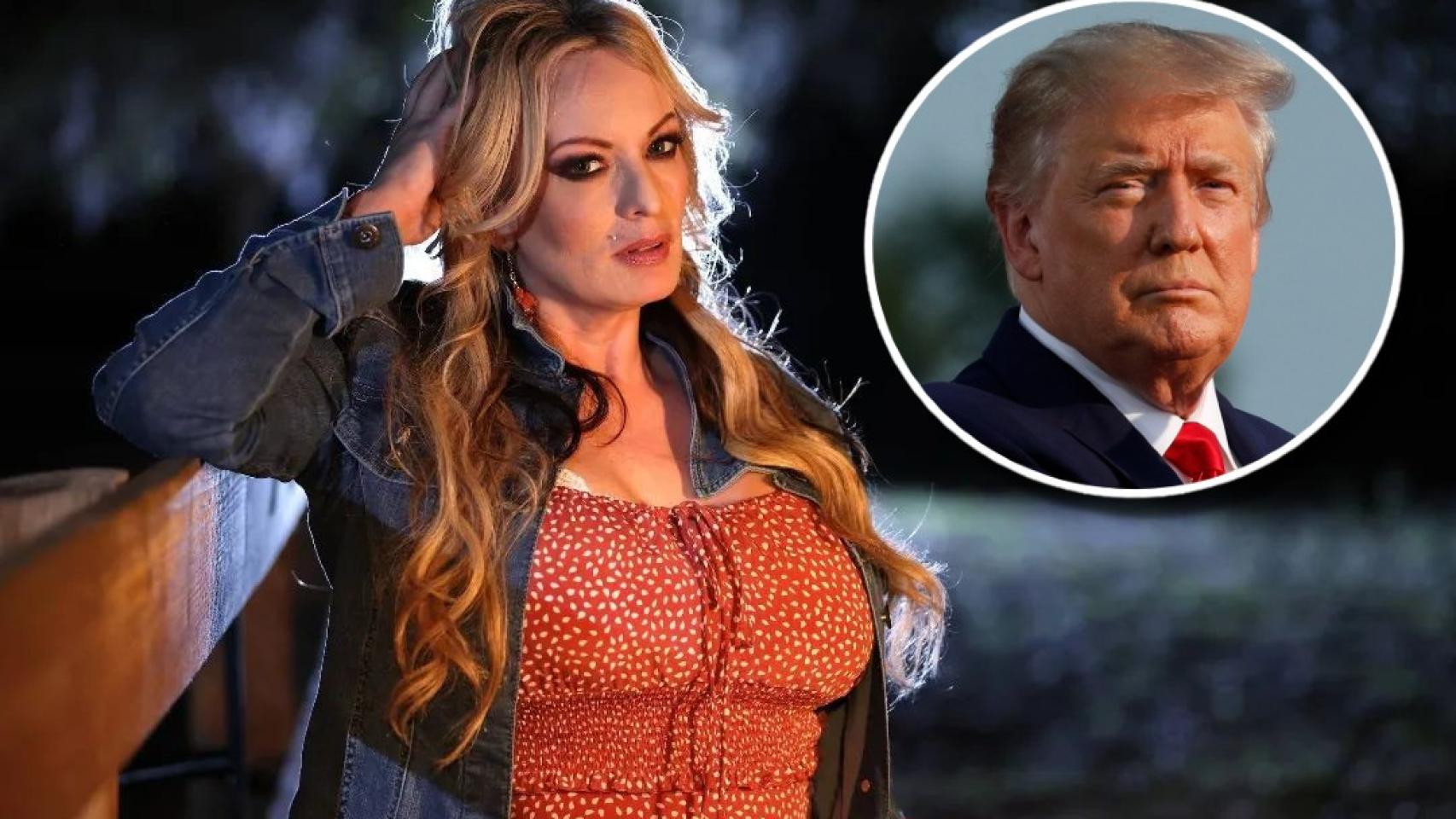 Stormy Daniels y Donald Trump, en un fotomontaje de 'El Español'.