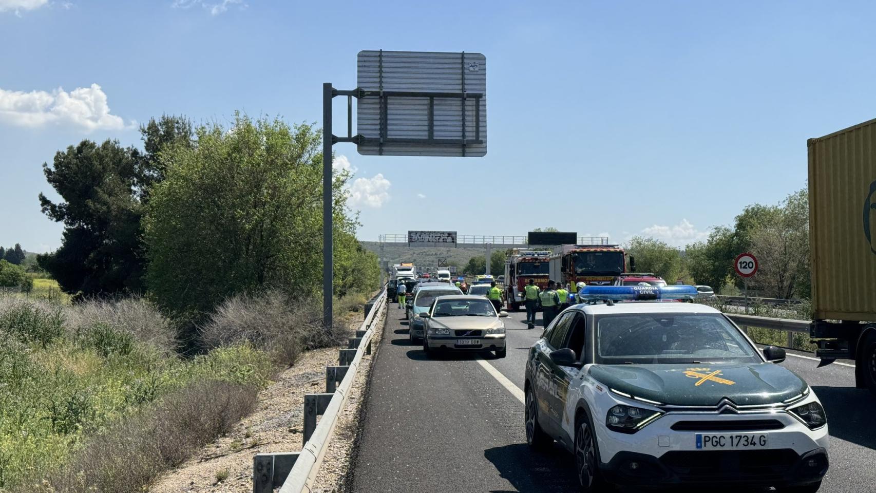 La Guardia Civil  en la A-3 de Madrid.