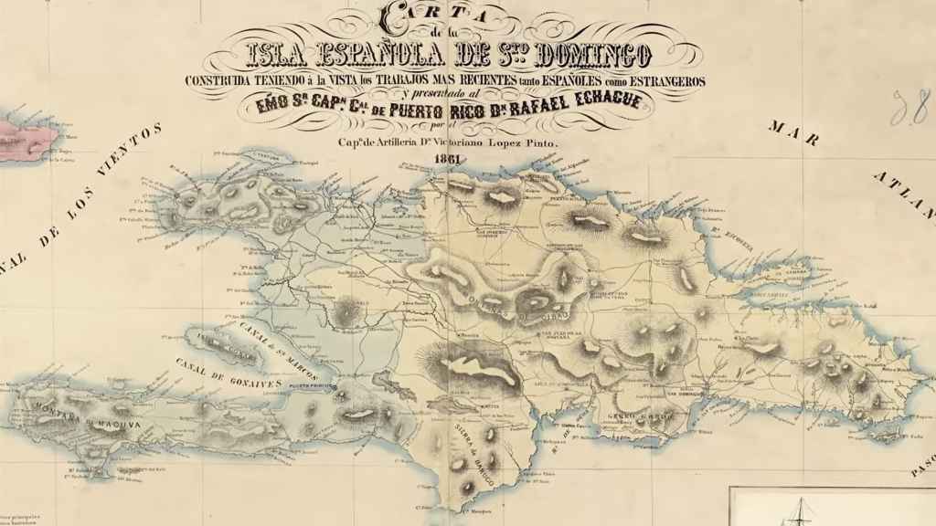 Mapa de la provincia española de Santo Domingo en 1861