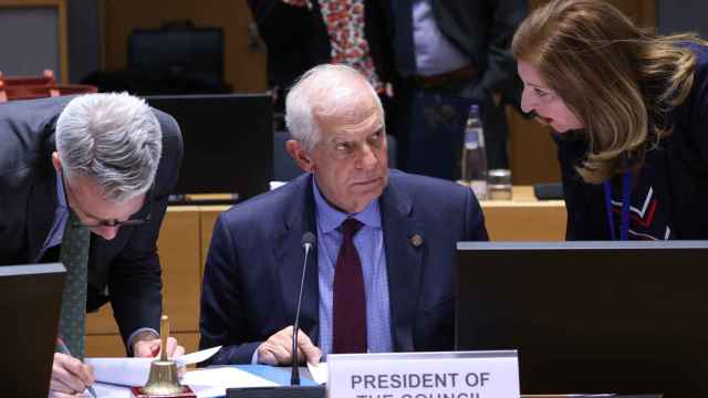 El jefe de la diplomacia europea, Josep Borrell, durante la videoconferencia de este martes