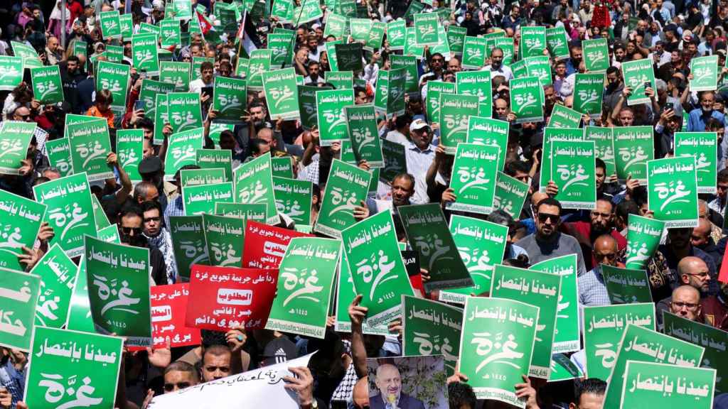Una manifestación en Ammán en apoyo a los palestinos de Gaza, el 12 de abril.