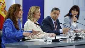 Mónica García, Pilar Alegría, Luis Planas y Ana Redondo en rueda de prensa tras el Consejo de Ministros.