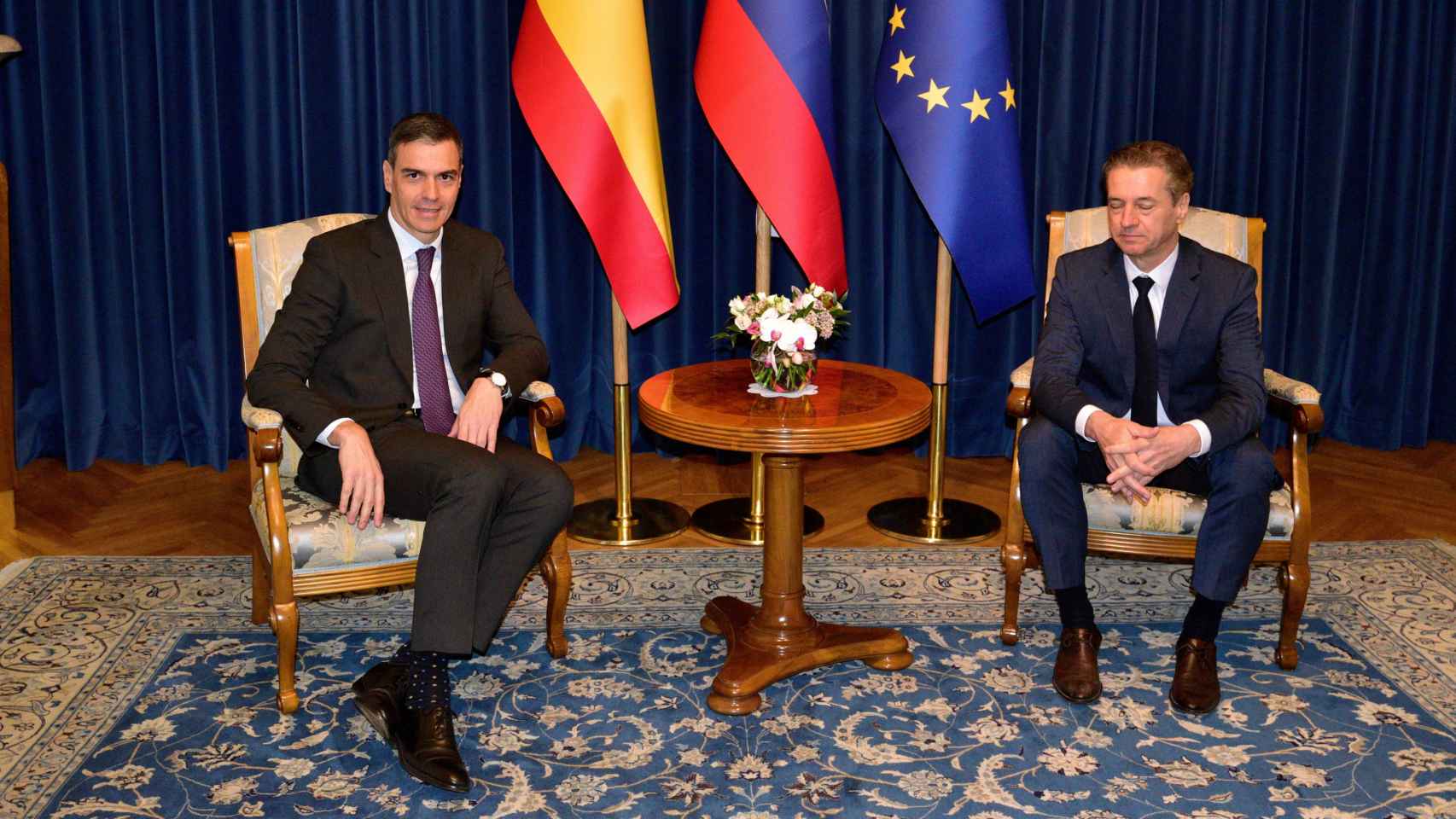 El presidente Pedro Sánchez y Robert Golob, primer ministro de Eslovenia, reunidos en Liubliana.