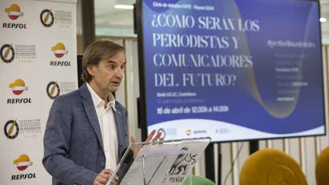 Miguel Ángel Mellado, durante su intervención en la inauguración del ciclo Repsol 2024.