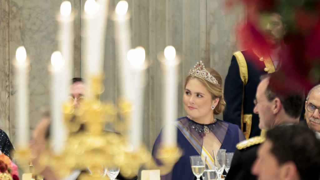 La princesa Amalia, durante la cena de gala en el palacio Real.
