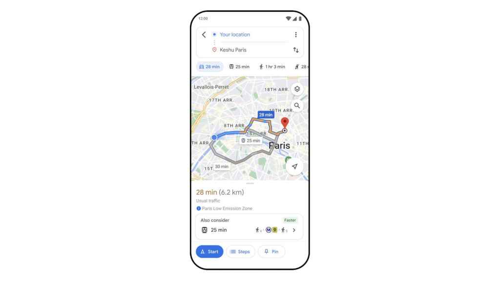 Nuevas rutas alternativas de Google Maps