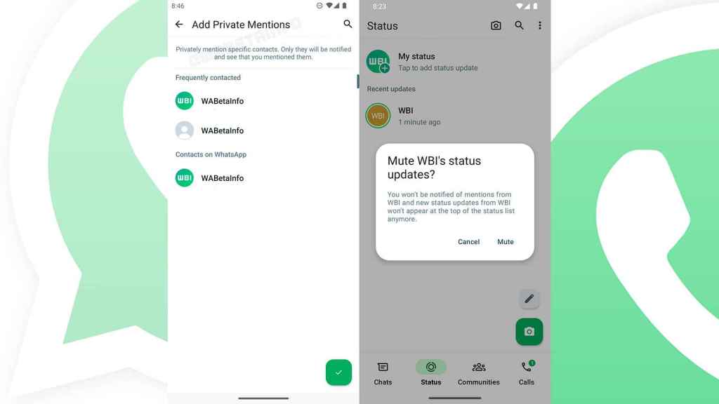Las nuevas menciones en los estados de WhatsApp