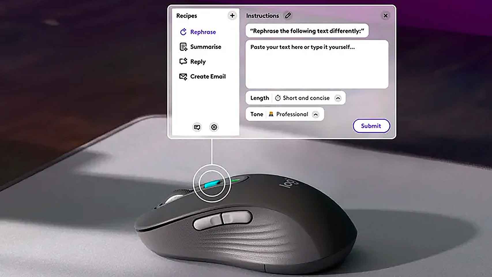 El ratón de Logitech con un botón IA