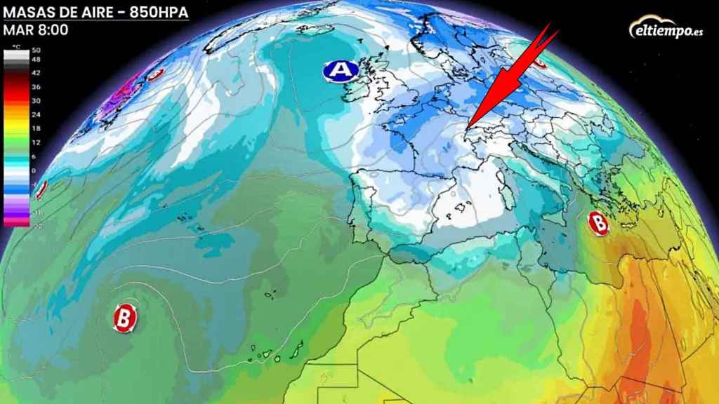 La masa de aire polar que afectará a España la semana que viene. ElTiempo.es.
