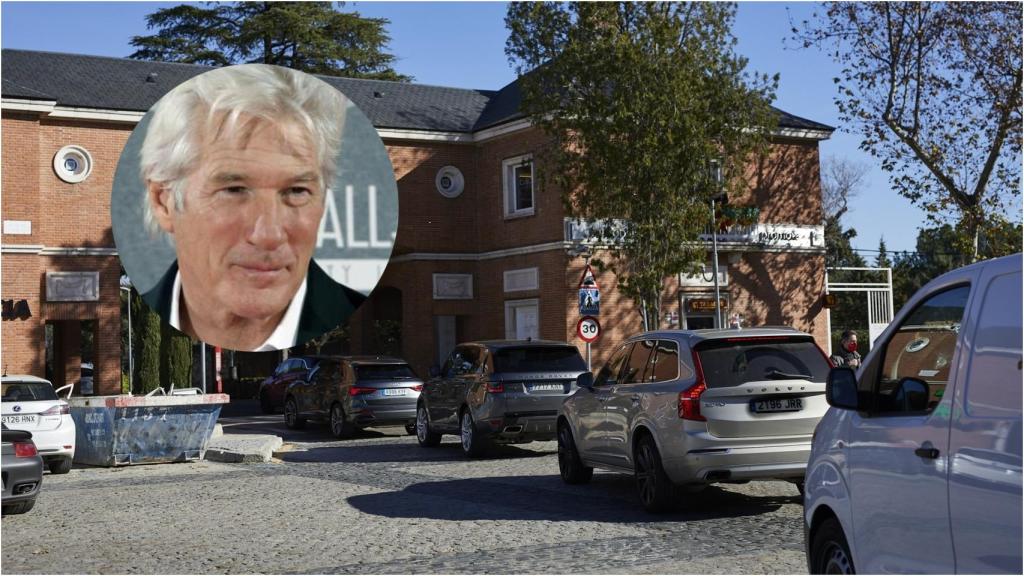 Richard Gere y entrada de La Moreleja, en Madrid.