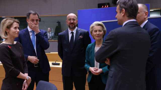 Kaja Kallas, Alexander de Croo, Ursula von der Leyen y Charles Michel, durante el Consejo Europeo de este jueves en Bruselas