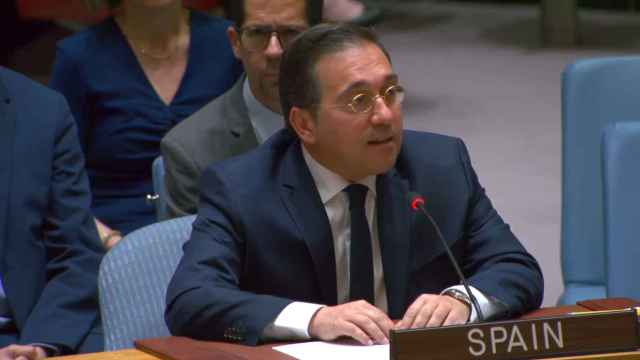 José Manuel Albares, ministro de Exteriores español, durante su discurso en el Consejo de Seguridad.
