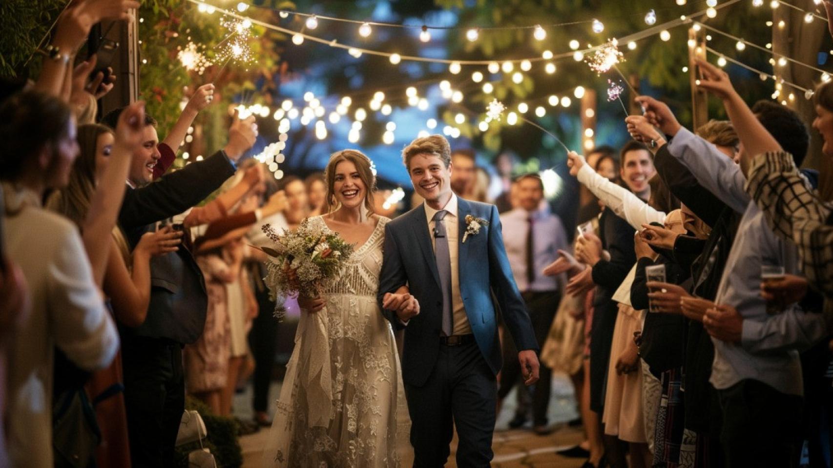 Una joven pareja celebra su boda.