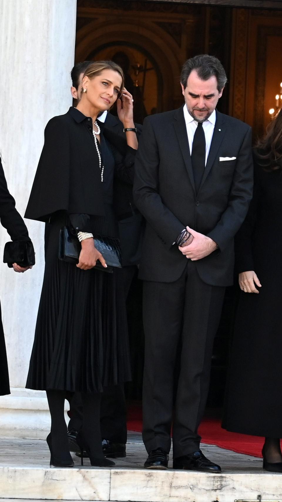 Nicolás de Grecia y Tatiana Blatnik en la misa fúnebre de Constantino de Grecia celebrada en Londres el pasado mes de febrero.