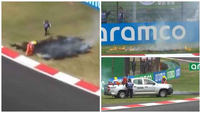 Momentos de los diversos incendios en el GP de China de F1.