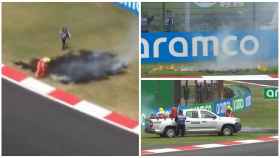 Momentos de los diversos incendios en el GP de China de F1.