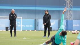 Un momento del entrenamiento del Málaga.