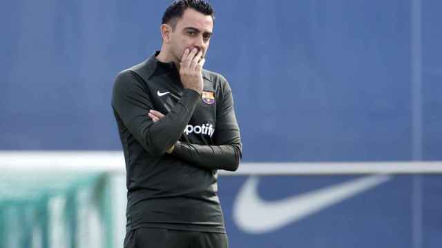 Xavi, durante un entrenamiento del FC Barcelona