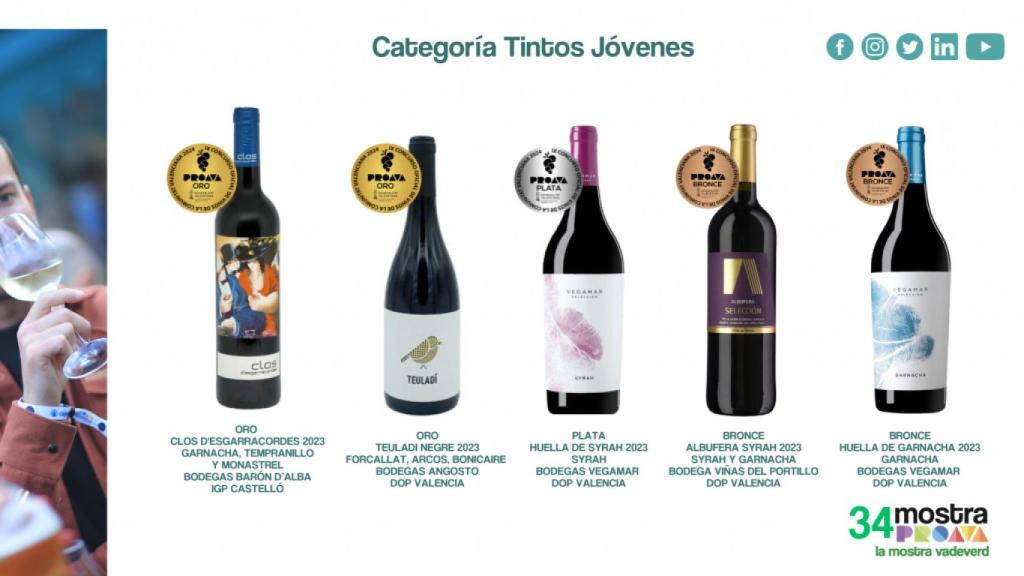 Tintos jóvenes ganadores de PROAVA.