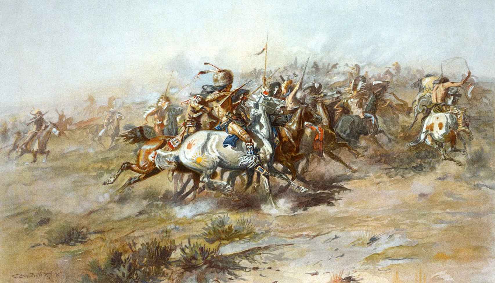 'La lucha de Custer', cuadro de Charles Marion Russell (1903).