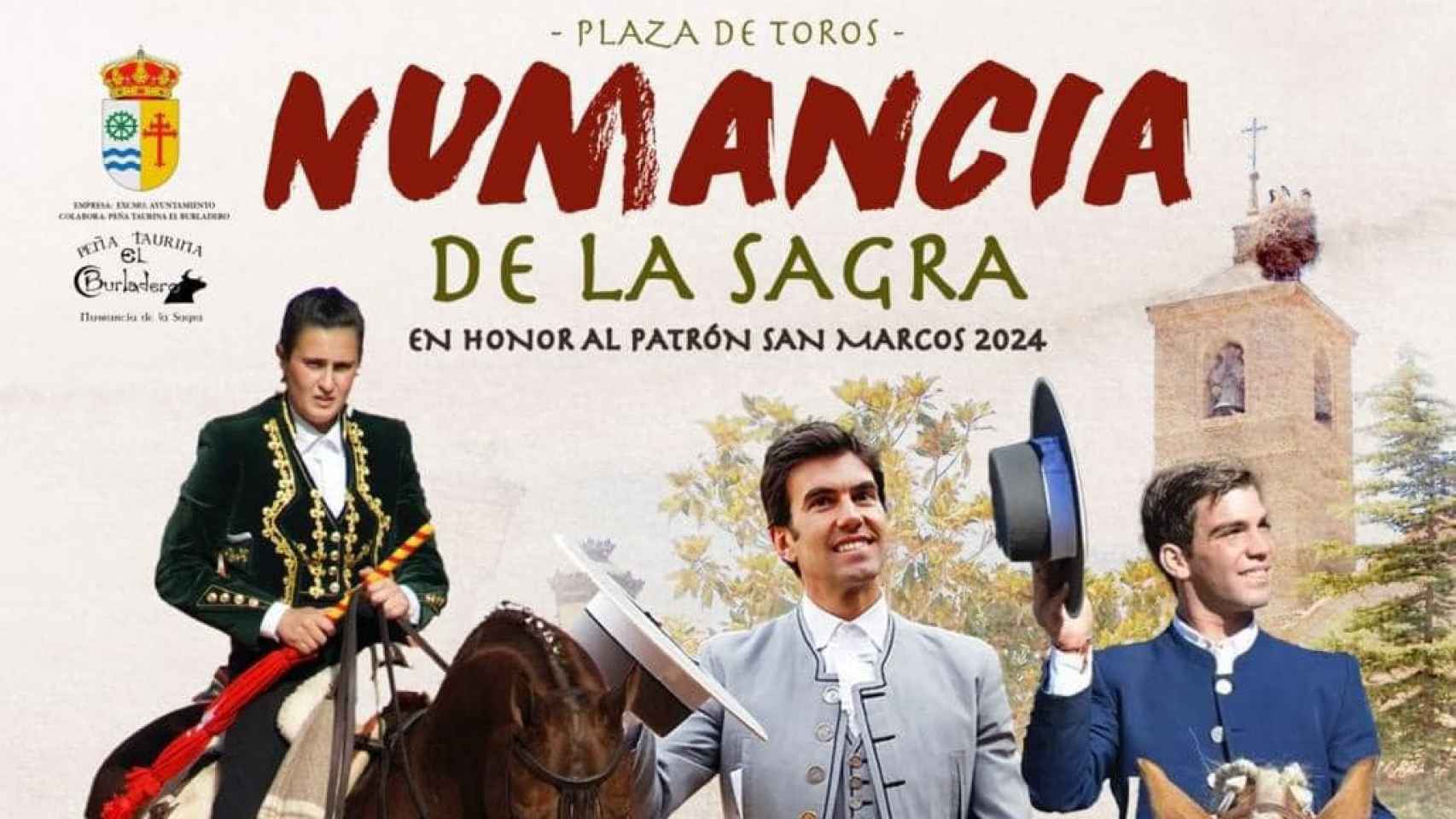 Cartel de lo eventos taurinos convocados en Numancia de la Sagra.