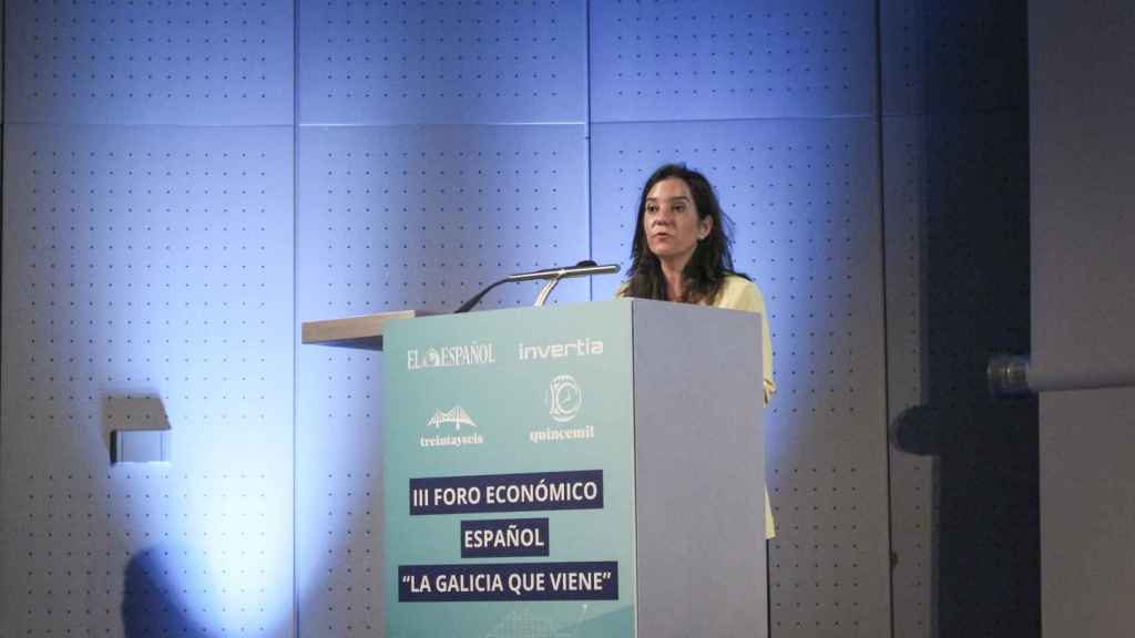 Inés Rey, alcaldesa de A Coruña, durante su intervención en la inauguración del III Foro Económico Español en Galicia 'La Galicia que viene'.
