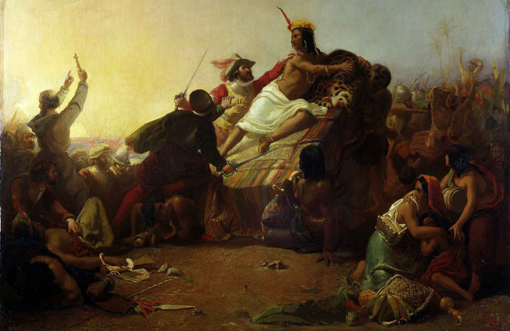 Pintura que representa a Pizarro capturando a Atahualpa (1845).