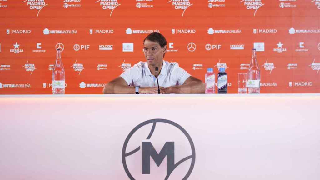 Rafa Nadal, en rueda de prensa durante el Mutua Madrid Open
