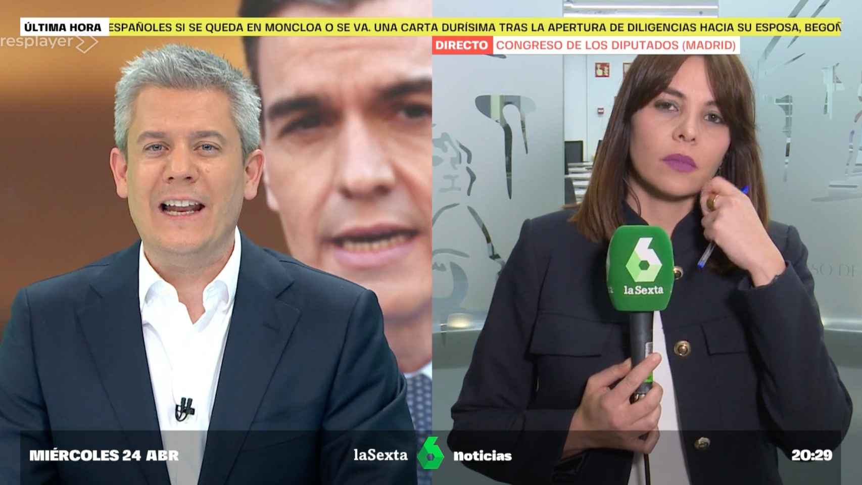 Rodrigo Blázquez e Irene Rupérez en 'laSexta Noticias'.