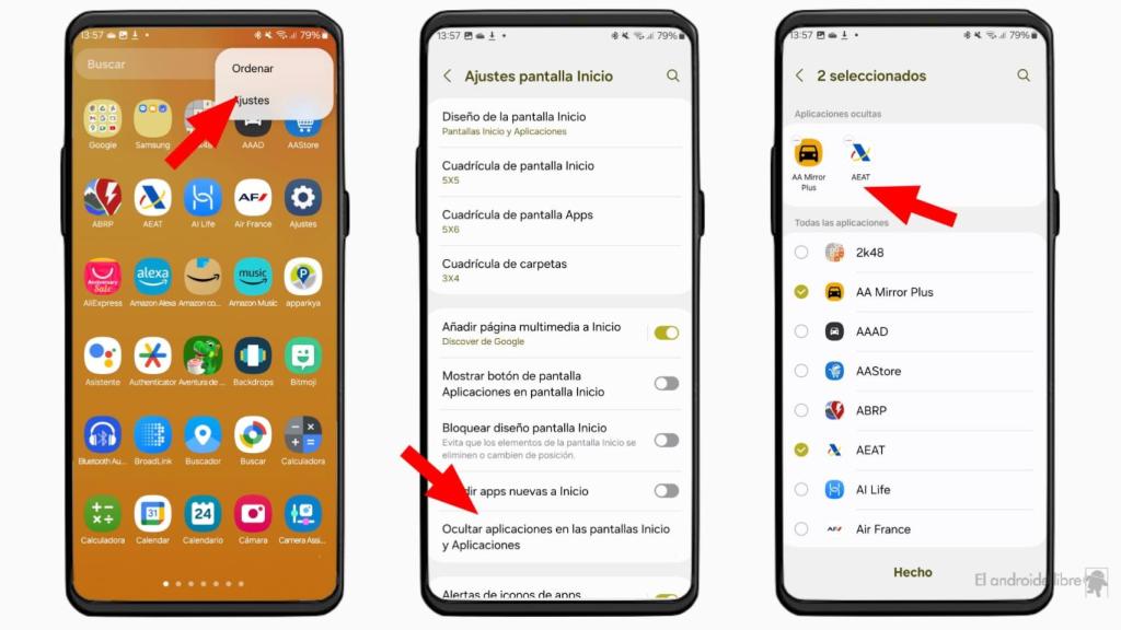 Ocultar apps en un móvil Samsung