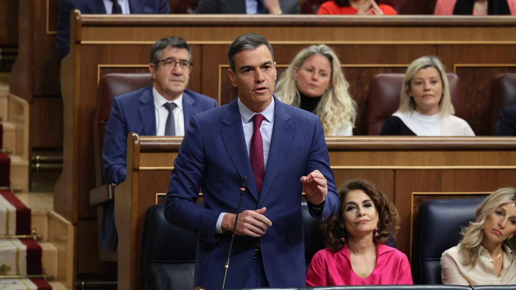 Pedro Sánchez, presidente del Gobierno, este miércoles en la sesión de control en el Congreso.