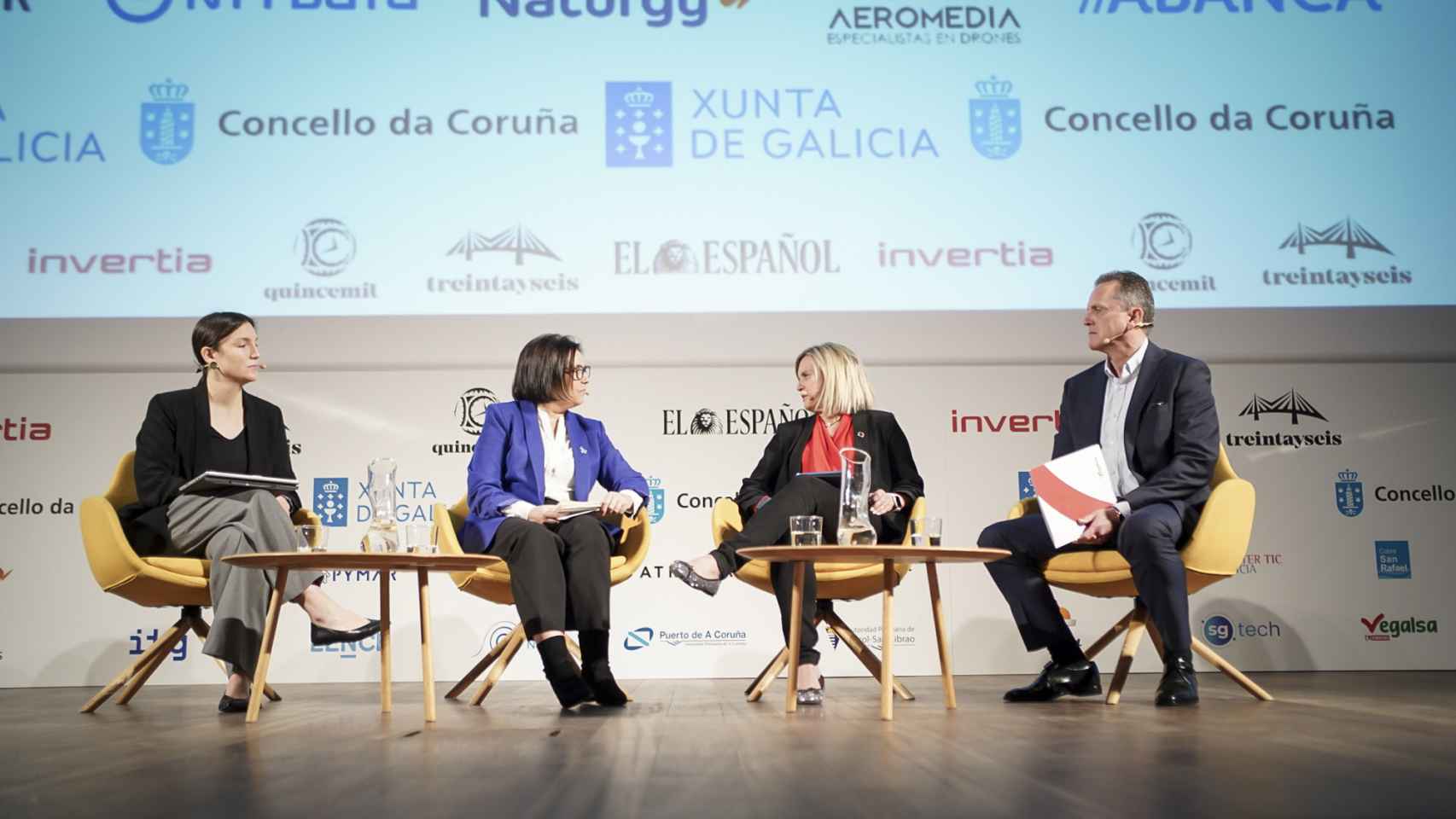 Imagen de la mesa redonda 'Las grandes empresas gallegas y las ODS', en la segunda jornada del III Foro Económico Español en Galicia 'La Galicia que viene'.