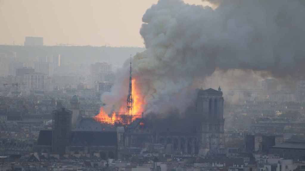 Imagen del incendio de Notre Dame en 2019 creada por Histovery para la exposición.