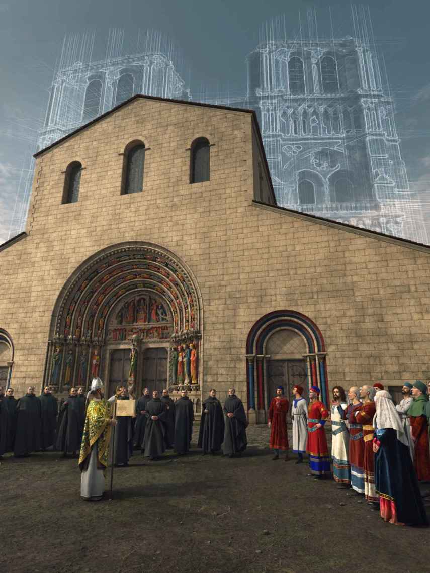 Imagen en 3D que representa la época de 1160 creada por Histovery para la exposición de Notre Dame.