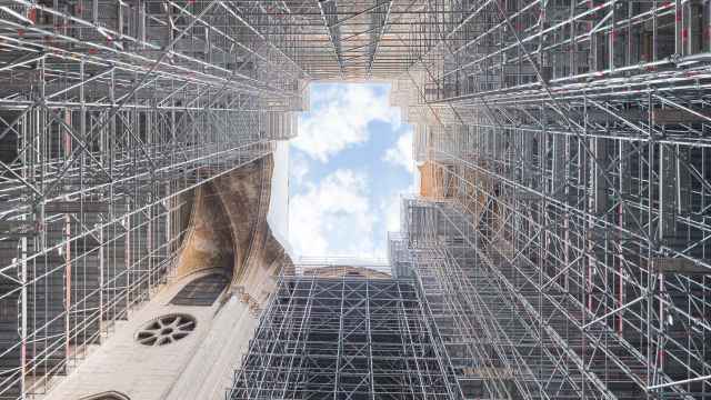 Imagen en 3D de la reconstrucción de Notre Dame en 2021 creada por Histovery para la exposición.