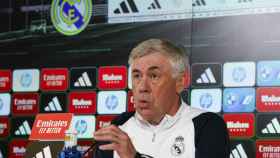 El entrenador del Real Madrid Carlo Ancelotti durante la rueda de prensa