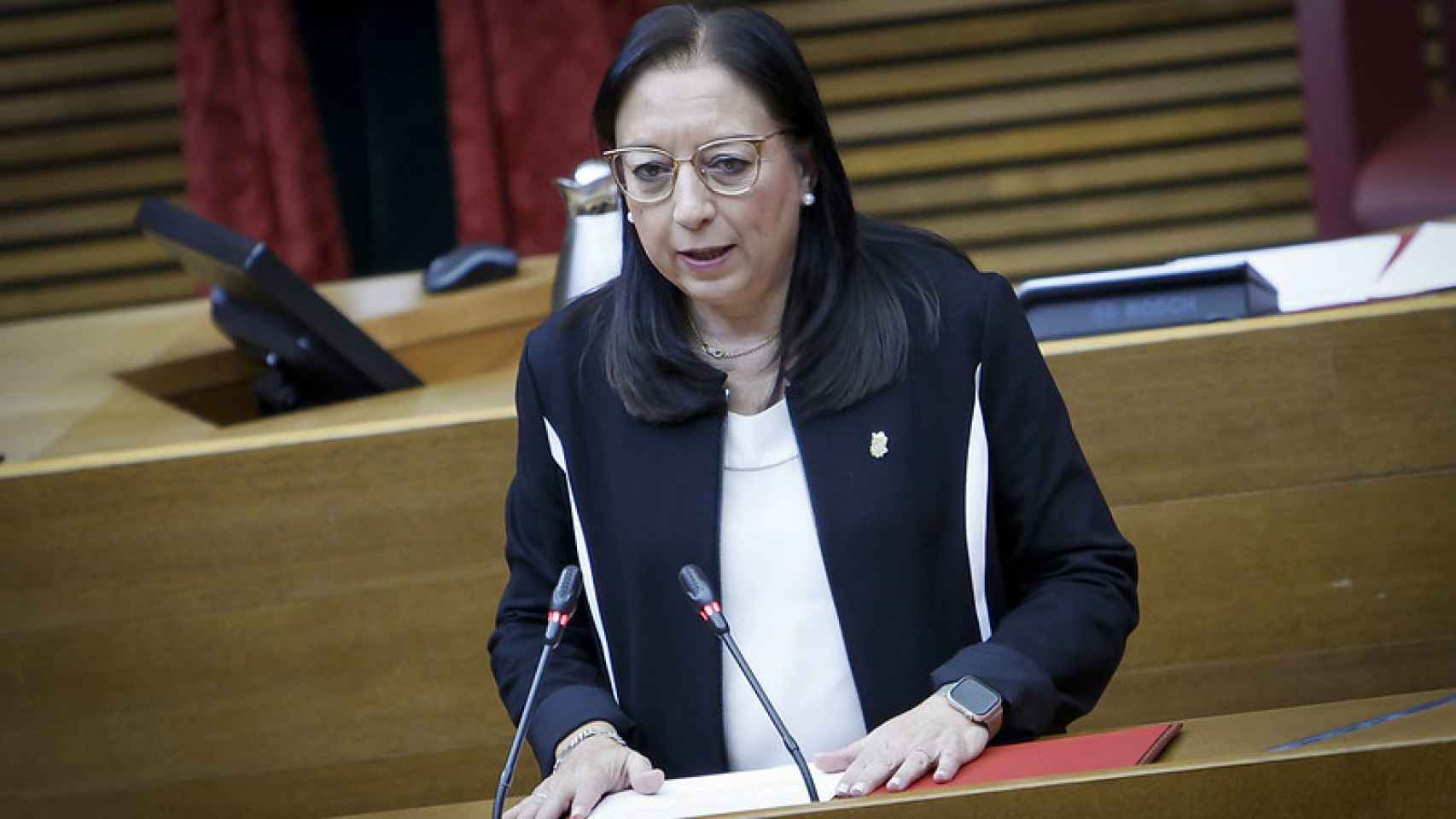 La presidenta de las Cortes Valencianas, Llanos Massó, este jueves