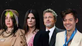 Billie Eilish, Sandra Bullock, Brad Pitt y Harry Styles, en un fotomontaje de JALEOS.