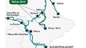 El plano del Ministerio de Transportes con las diferentes líneas que conectan Alicante con Valencia.