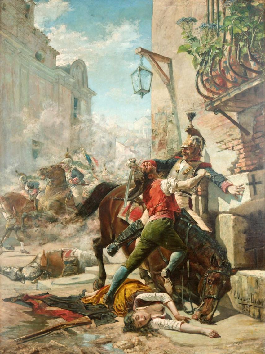 Malasaña y su hija batiéndose contra los franceses. Eugenio Álvarez Dumont. Museo del Prado.
