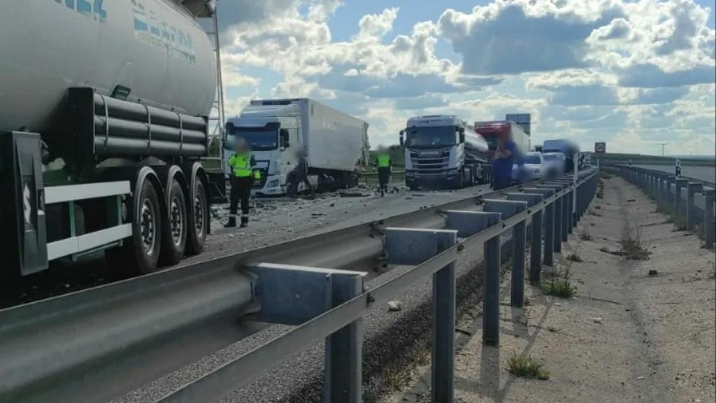 El choque entre dos camiones en Burgos