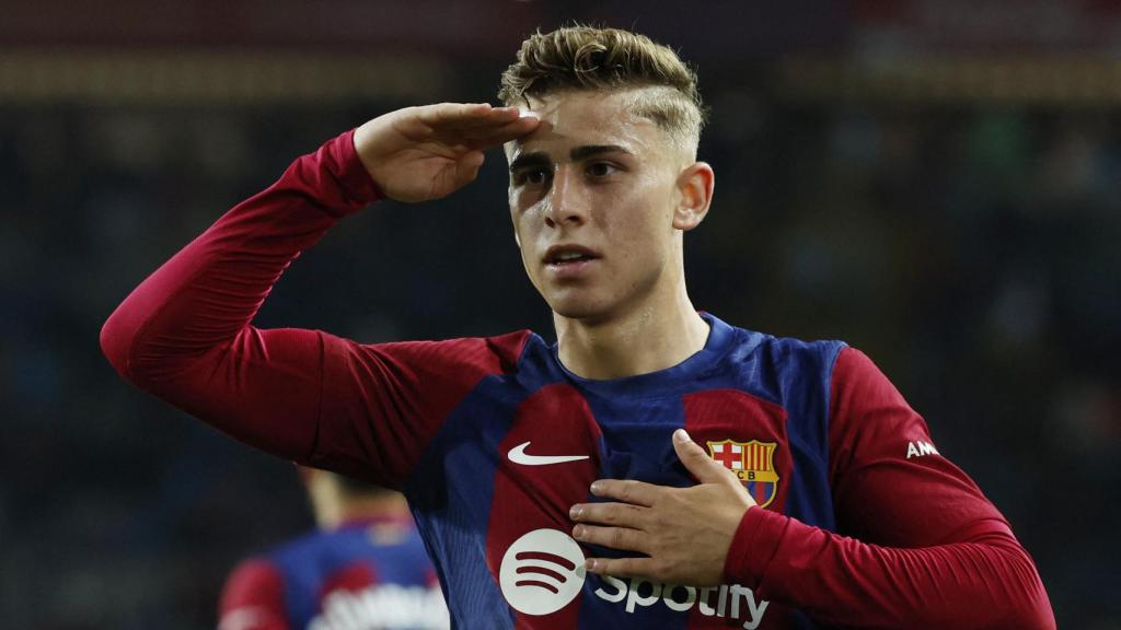 Fermín celebra su gol ante el Valencia.