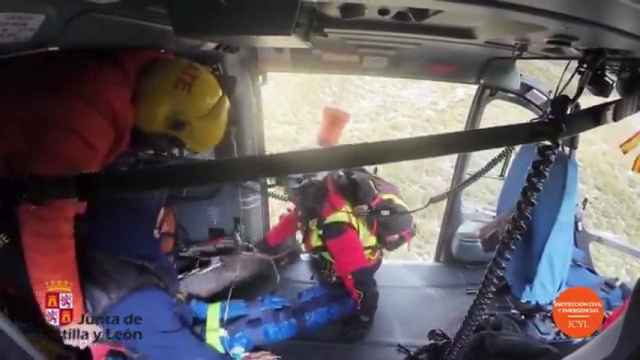 Rescate al montañero herido en Boquerón de Bobias, León