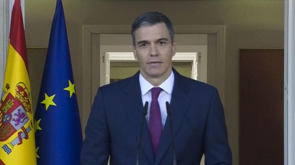 Pedro Sánchez, durante su discurso, este 29 de abril.