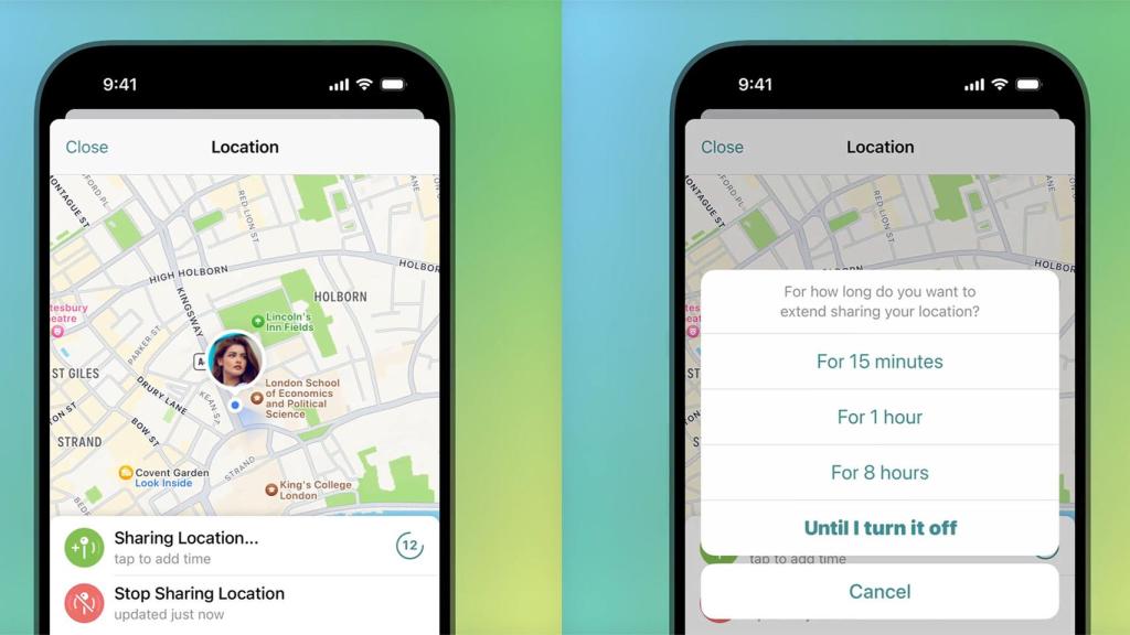 Nueva opción al compartir ubicación en Telegram