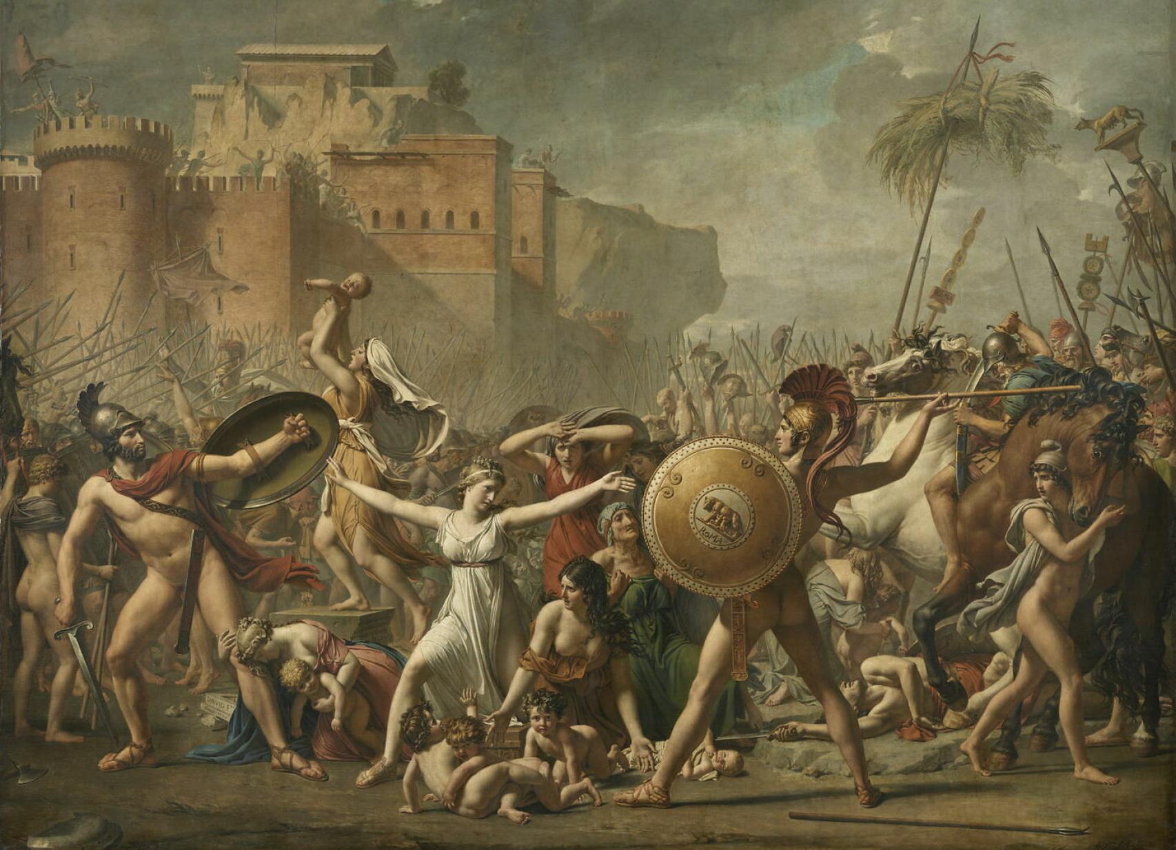 El rapto de las sabinas representado por Jaques-Louis David en 1799.